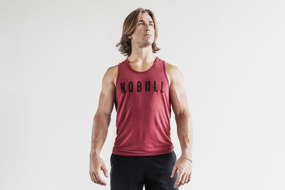 NOBULL Men's Tank Tops - Wine - Ireland (6159LXRBZ)